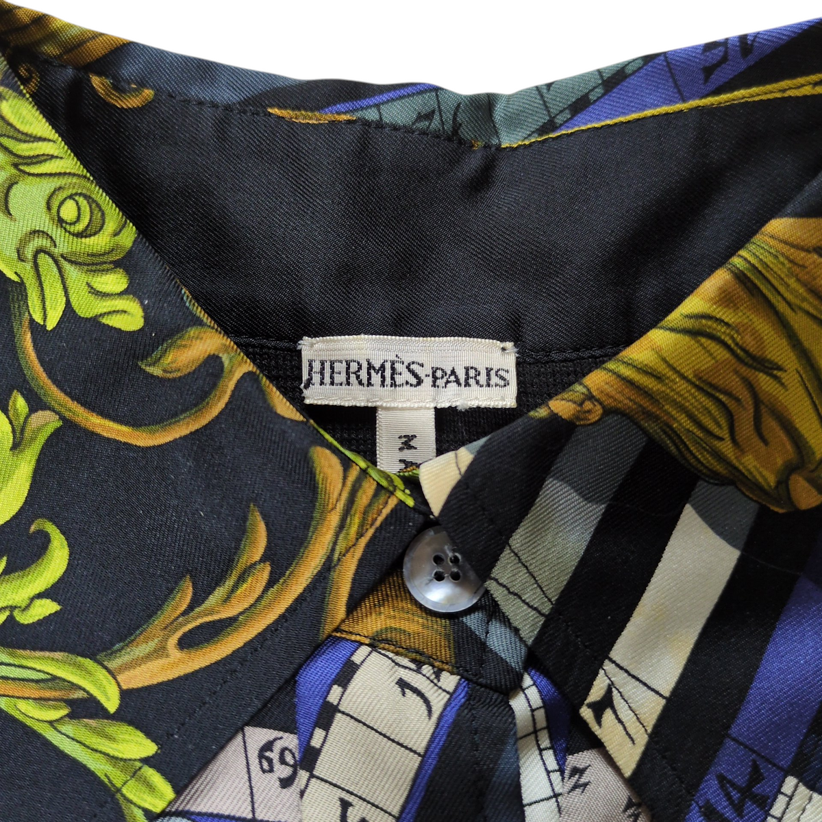 HERMES Margiela DIES ET HORE Silk Polo Shirt Black Size M