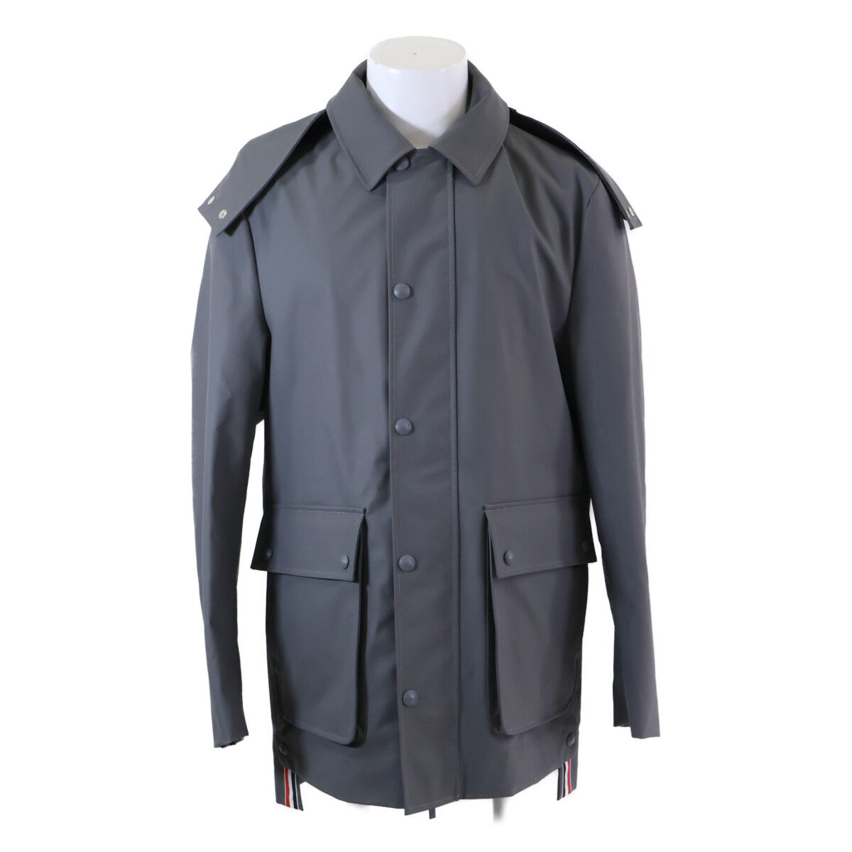 THOM BROWNE Full-Length Hooded Wool Coat Gray Size 2
