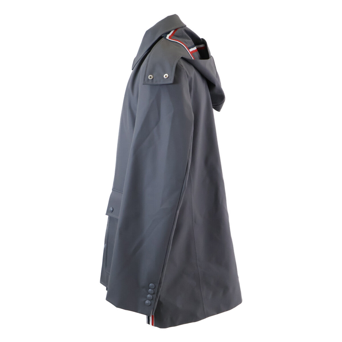 THOM BROWNE Full-Length Hooded Wool Coat Gray Size 2