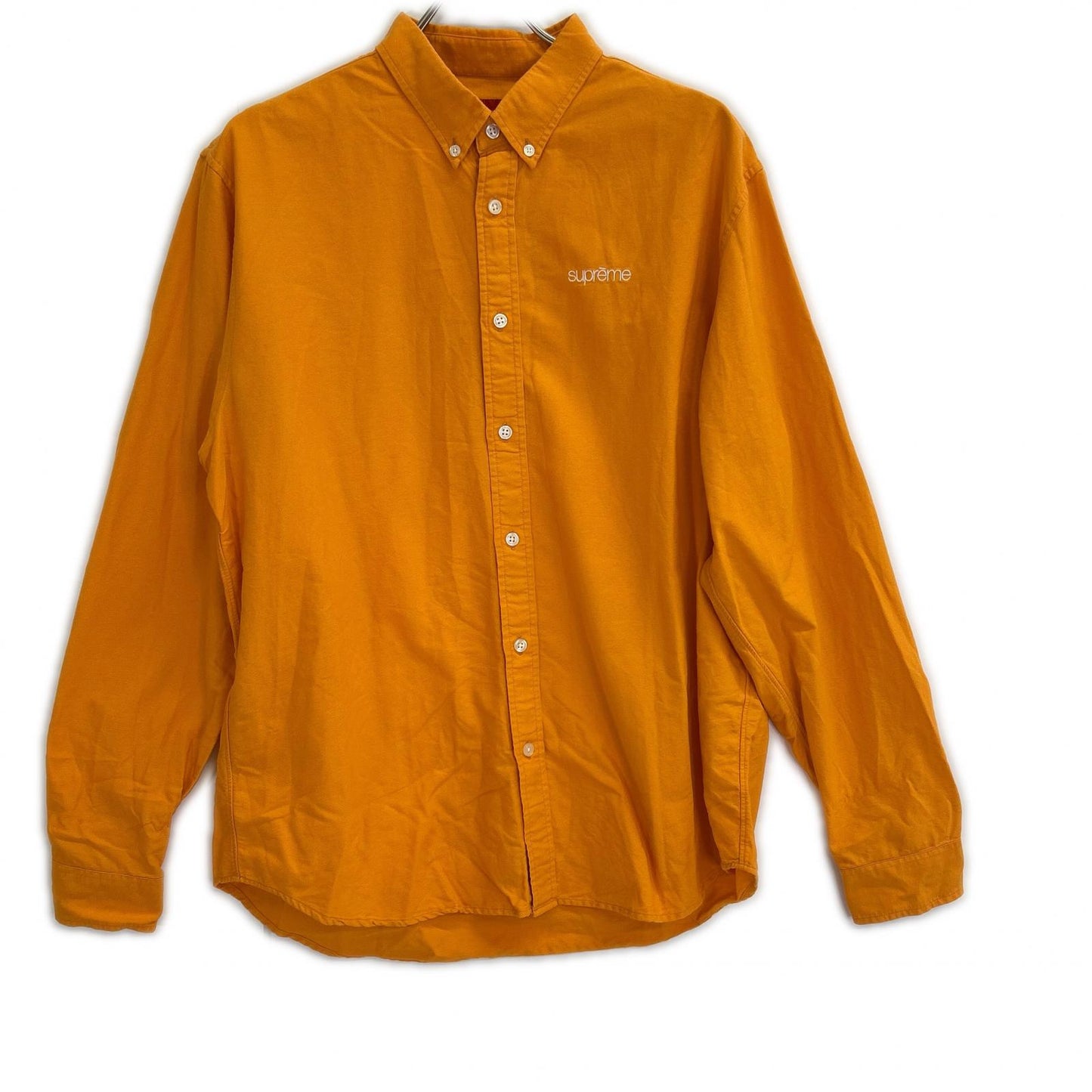 Supreme Logo Embroidered Button Down Shirt Orange Size L