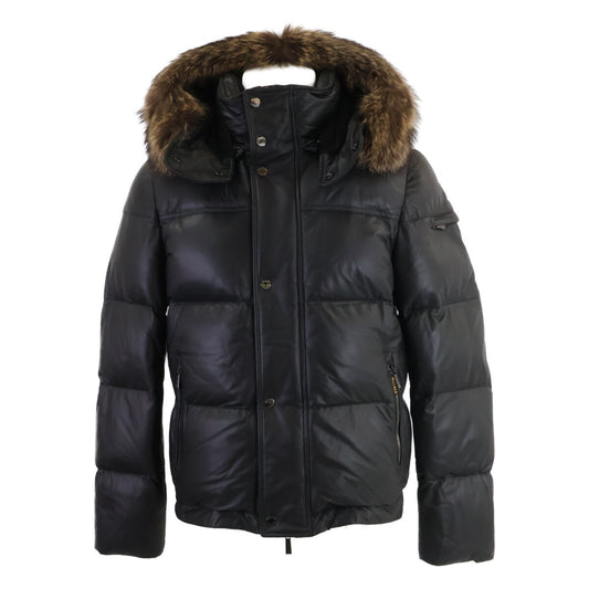 MOORER ODISSEO-PEF Lamb Leather Down Jacket Black Size 46
