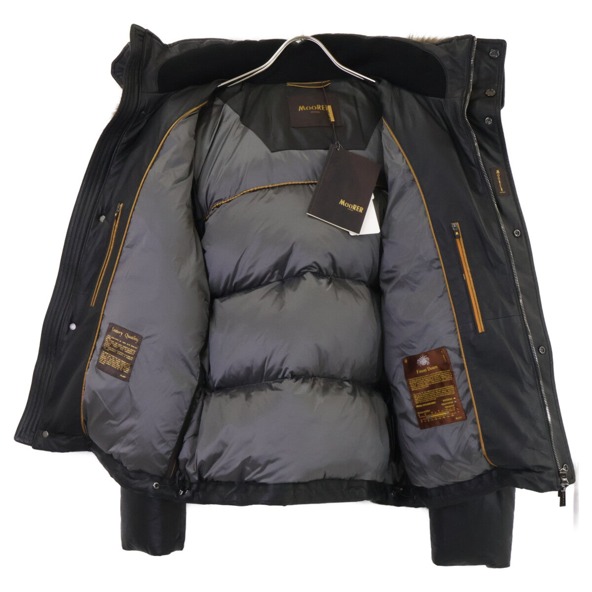 MOORER ODISSEO-PEF Lamb Leather Down Jacket Black Size 46