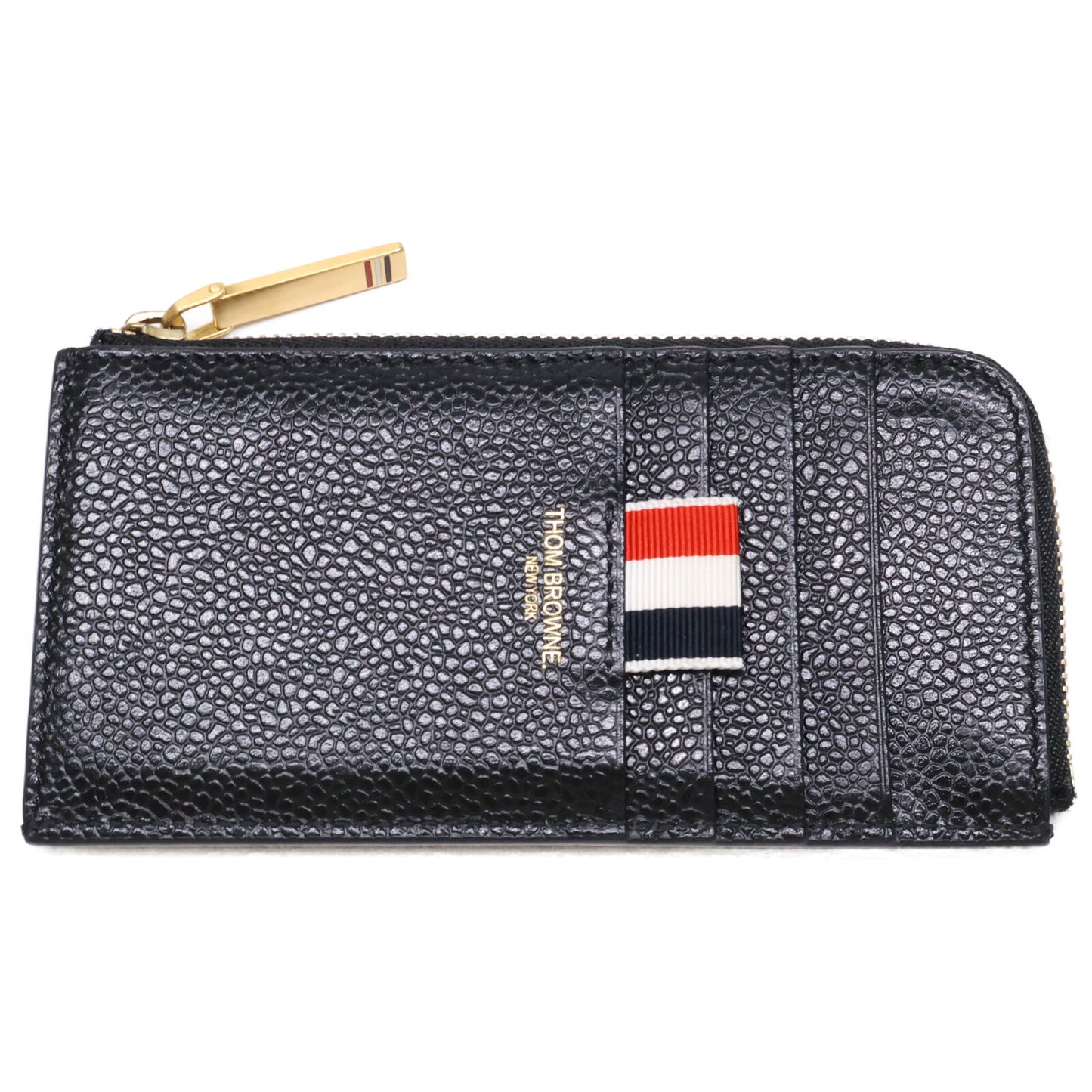 THOM BROWNE Pebble Grain Half-Zip Wallet Black Size ONE SIZE