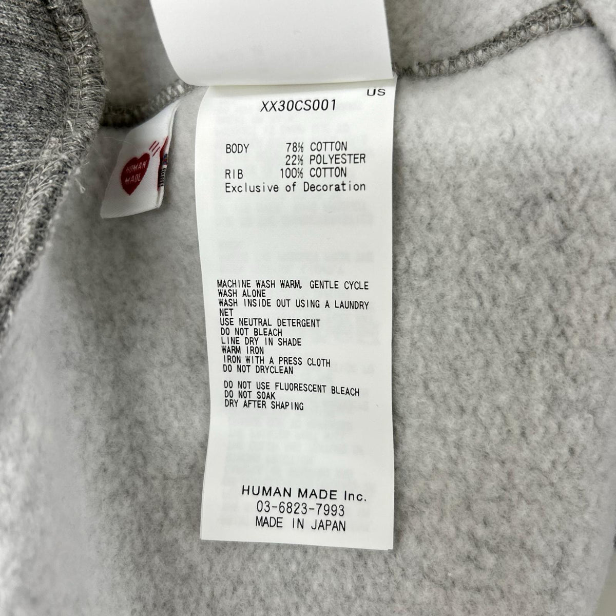 RAGLAN SWEATSHIRT x HUMAN MADE XX30CS001 x Red Wing Sweatshirt Gray Size 2XL