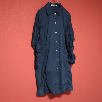 Issey Miyake Blue Asymmetric Cotton Shirt Coat Size 2