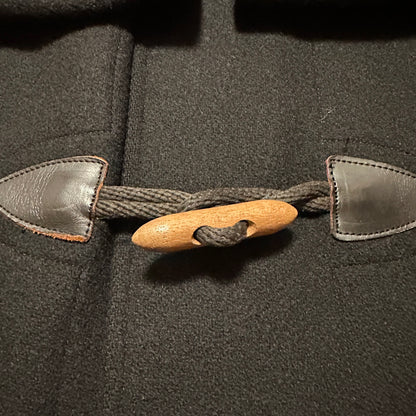 VAN Black Hooded 100% Wool Duffle Coat