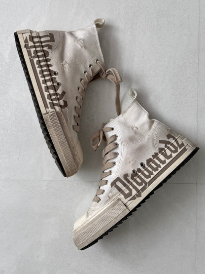 Dsquared2 Beige Distressed Sneakers Size EU 42