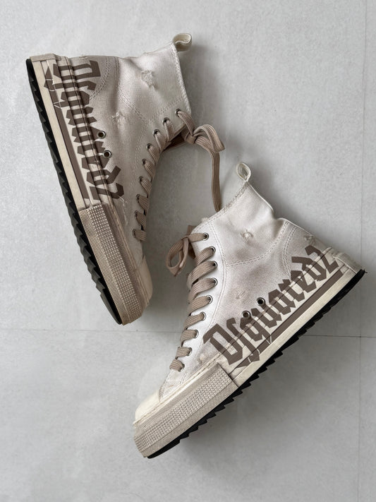 Dsquared2 Beige Distressed Sneakers Size EU 42