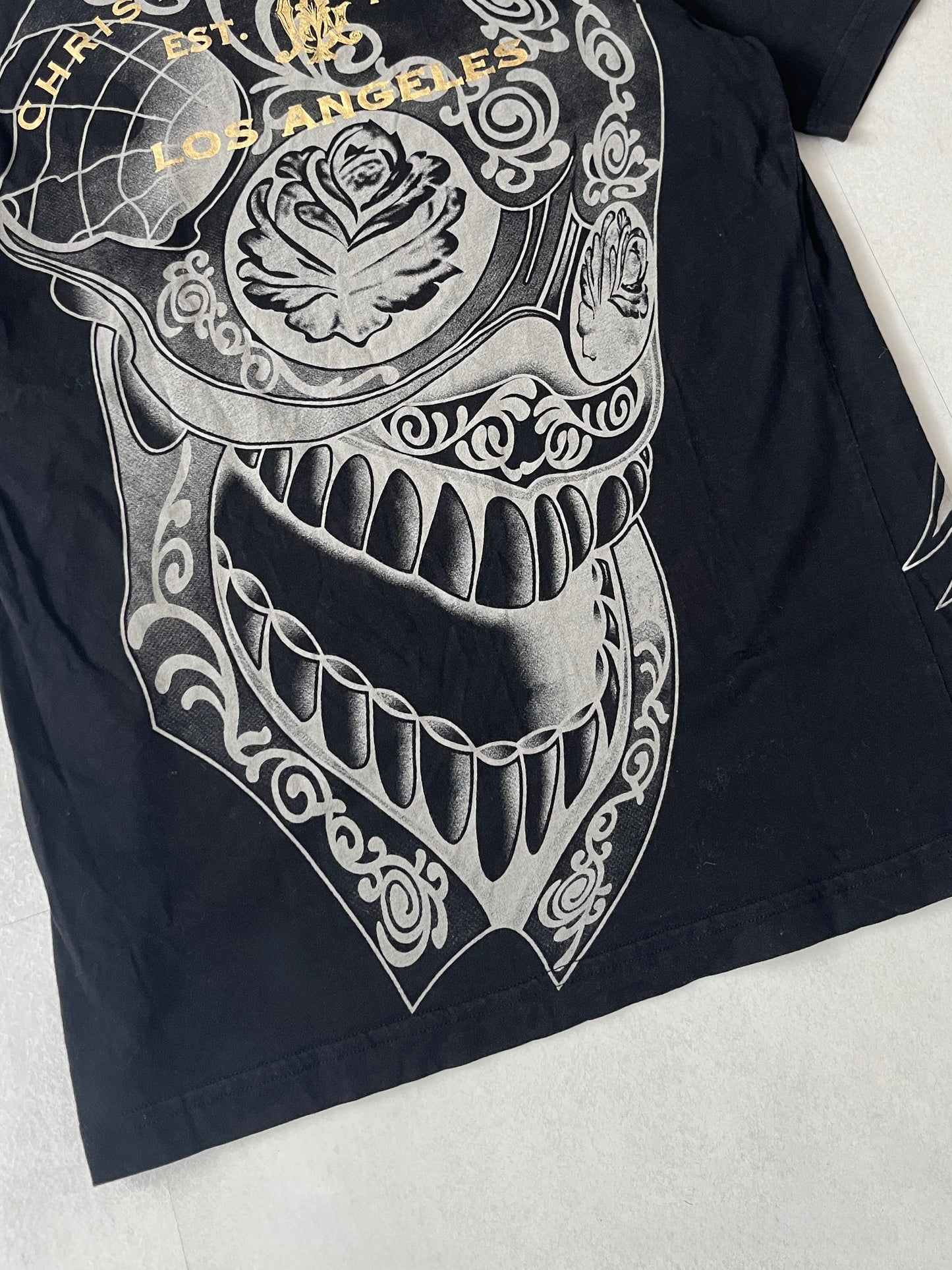 Christian Audigier Black Sequin T-Shirt Size M
