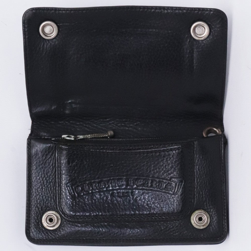 CHROME HEARTS 1ZIP Heart Leather Wallet Black Size F