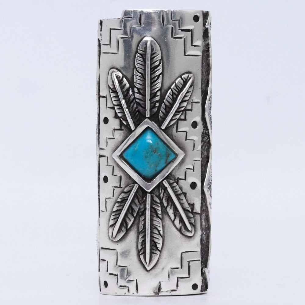 LARRY SMITH Navajo Turquoise Lighter Case Silver Size F