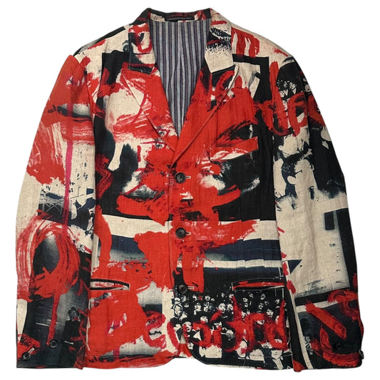 YOHJI YAMAMOTO POUR HOMME 18SS Collage Linen Jacket Size 2