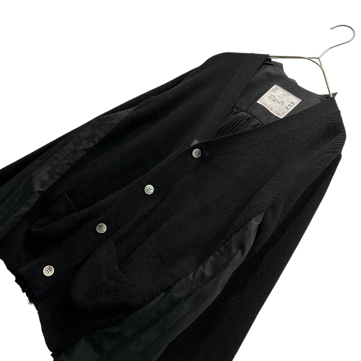 sacai 24AW Pleated Stripe Poplin Cardigan Black Size 1