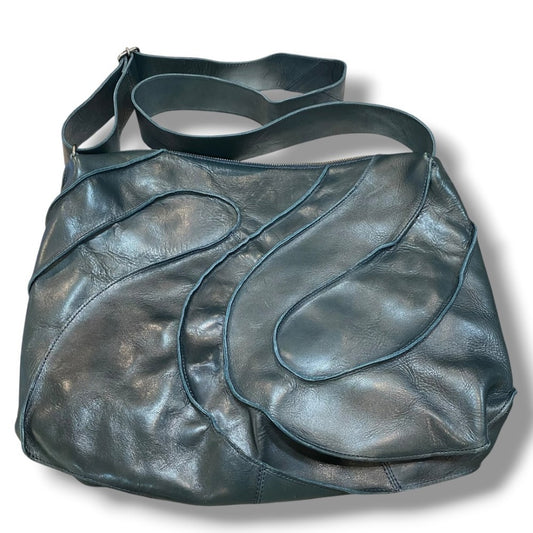JURGEN LEHL Leather Shoulder Bag Dark Green Size F