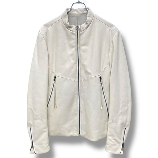 THE VIRIDI-ANNE 20AW Lamb Leather Biker Jacket White Size 3