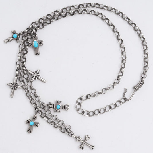 RH JEWELRY Turquoise Cross Necklace Silver Size F