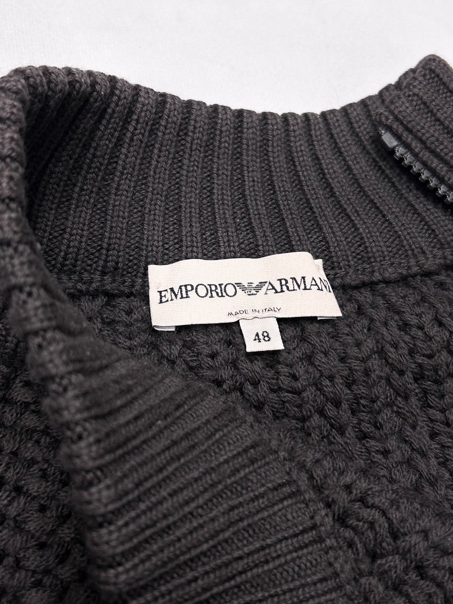 Emporio Armani Black 2000s Side Half Zip Neck Knit Size 48