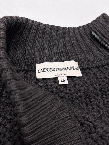 Emporio Armani Black 2000s Side Half Zip Neck Knit Size 48