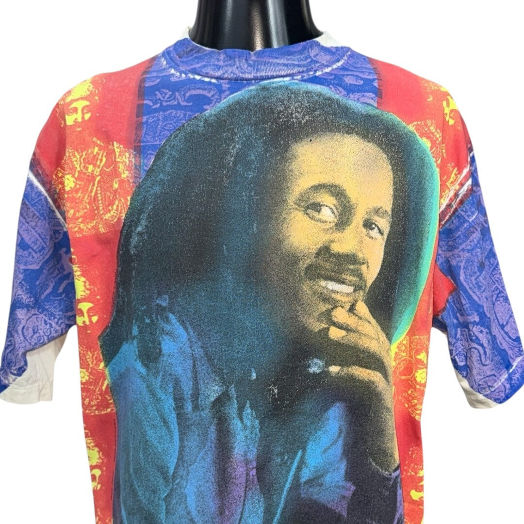 BOB MARLEY 90s Heaven Smiles Color Overprint T-Shirt Size XL