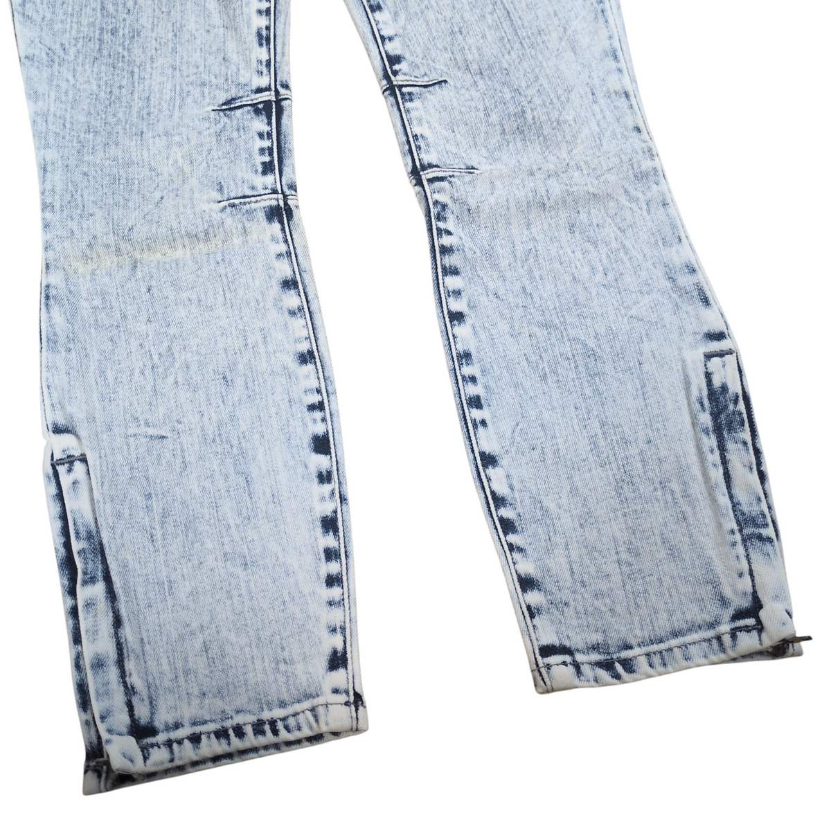 HELMUT LANG Blue Chemical Wash Side Zip Skinny Denim Size 26