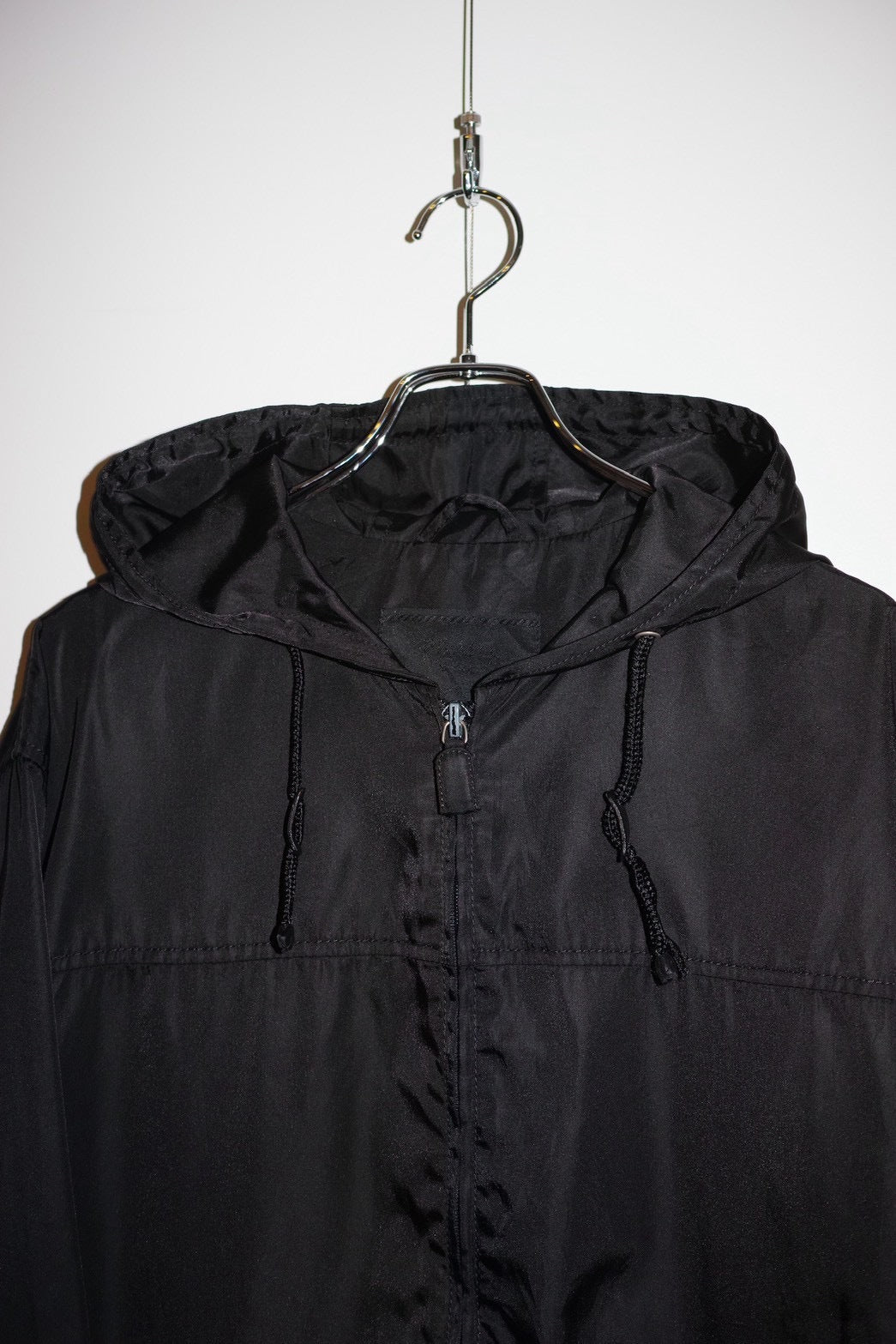 Vintage 90s PRADA Uomo HOODED NYLON HALF COAT Size S