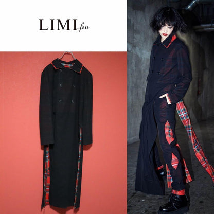 LIMI feu 23AW Layered Check Double Coat Black Size 2