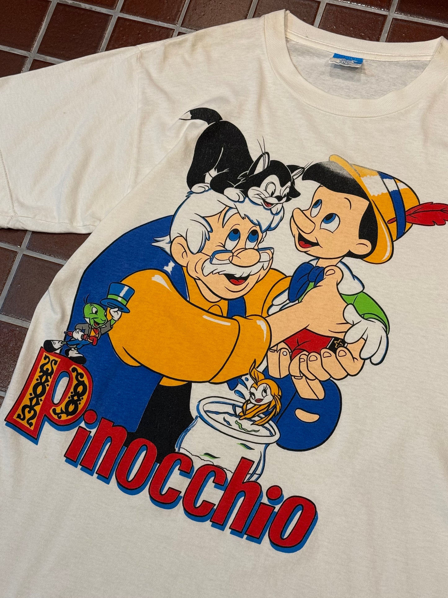 Pinocchio Vintage 90s  Disney graphic tee shirt White Size M