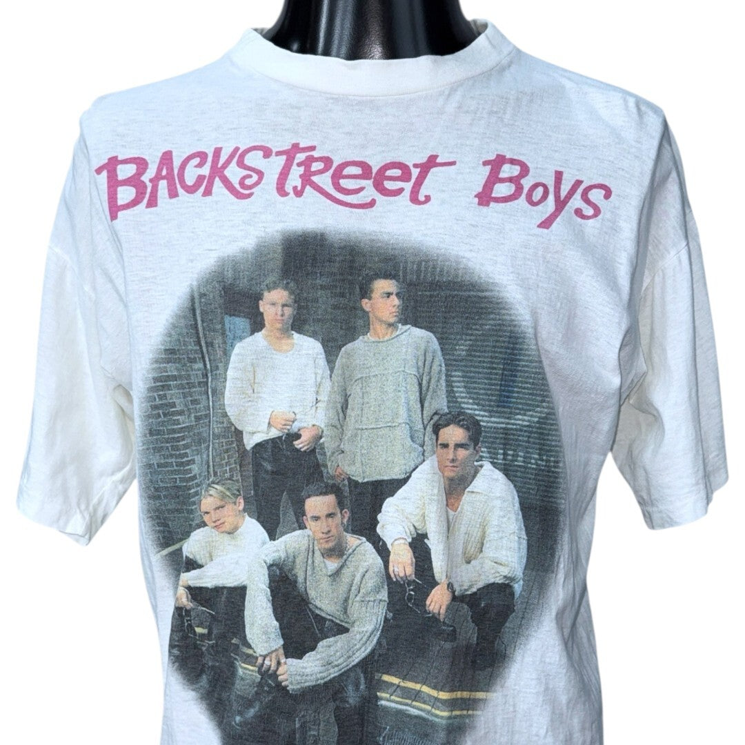 BACKSTREET BOYS 90s Photo Print Single Stitch Tee Size XL