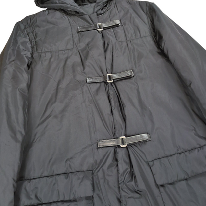 Prada Leather Belted Nylon Padded Coat Size 40