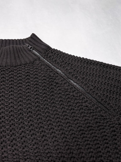 Emporio Armani Black 2000s Side Half Zip Neck Knit Size 48