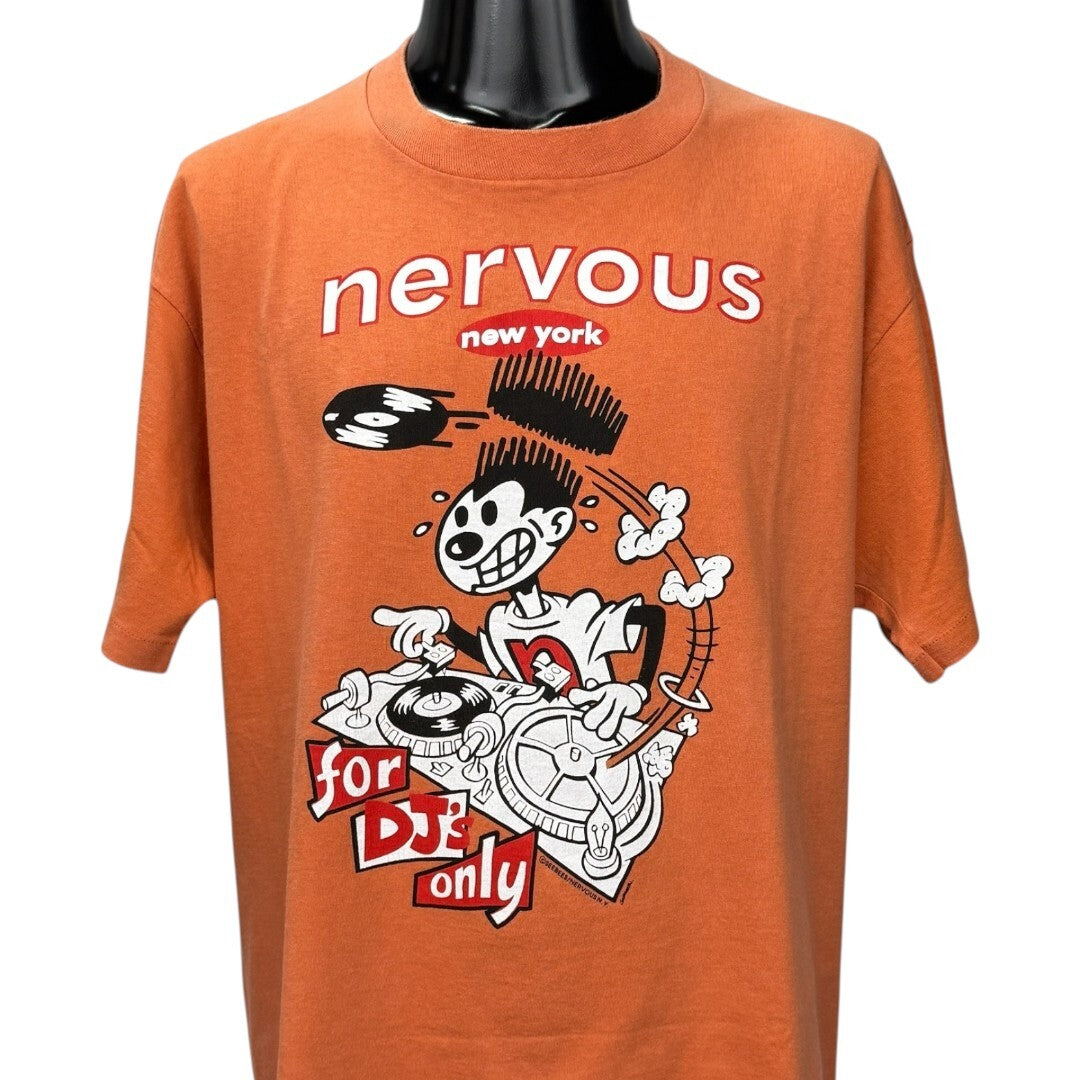 NERVOUS RECORDS 90s For DJ's Only T-Shirt Orange Size XL