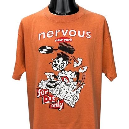 NERVOUS RECORDS 90s For DJ's Only T-Shirt Orange Size XL