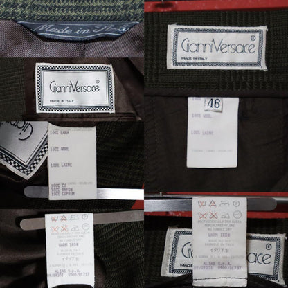 Gianni Versace 80s Khaki Houndstooth Jacket Size 46