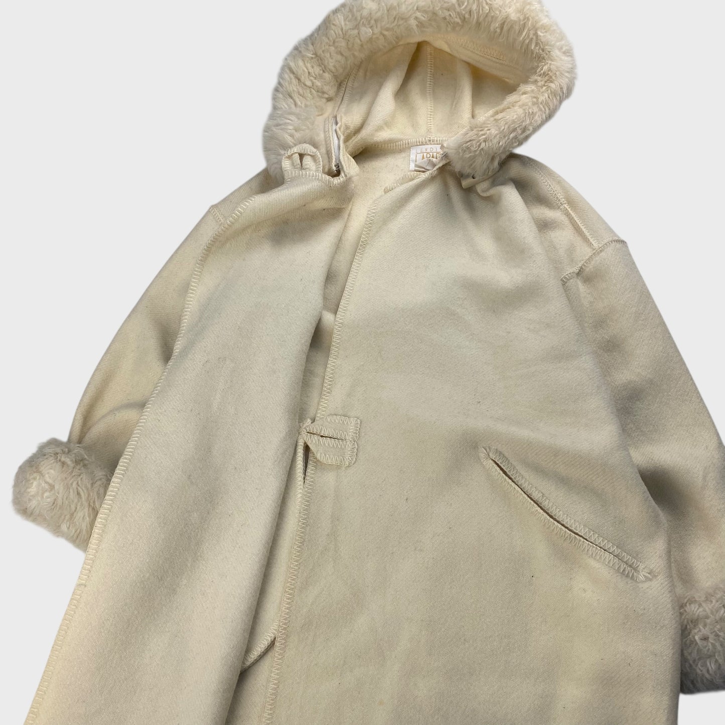 LUNDSTROM LAPARKA 80s Wool Coat White Size L