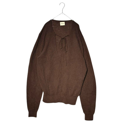 KHAITE Deep V-Neck Cashmere Knit Sweater Brown Size 40