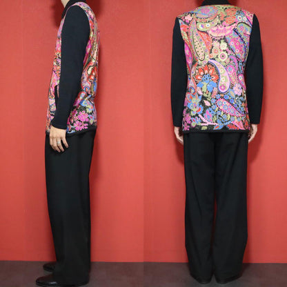 Vintage LEONARD Silk Blend Paisley Panel Knit Jacket Size M
