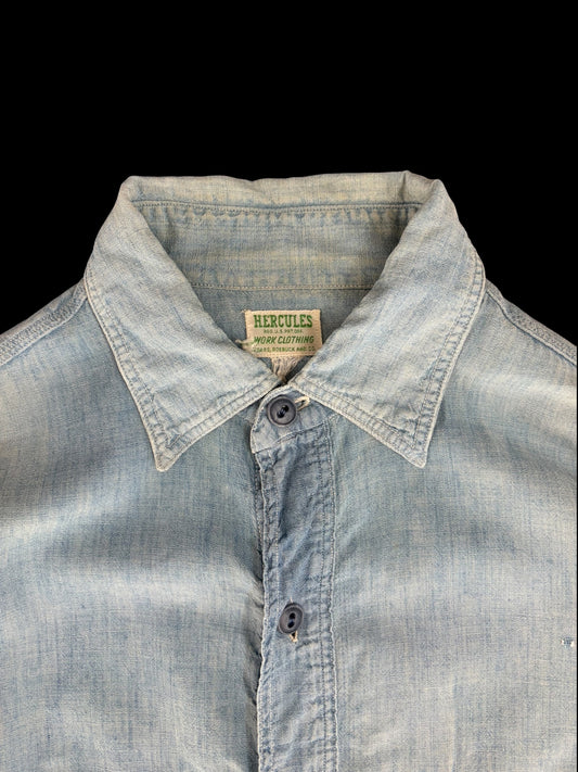 HERCULES 50s Vintage Chambray Long Sleeve Shirt