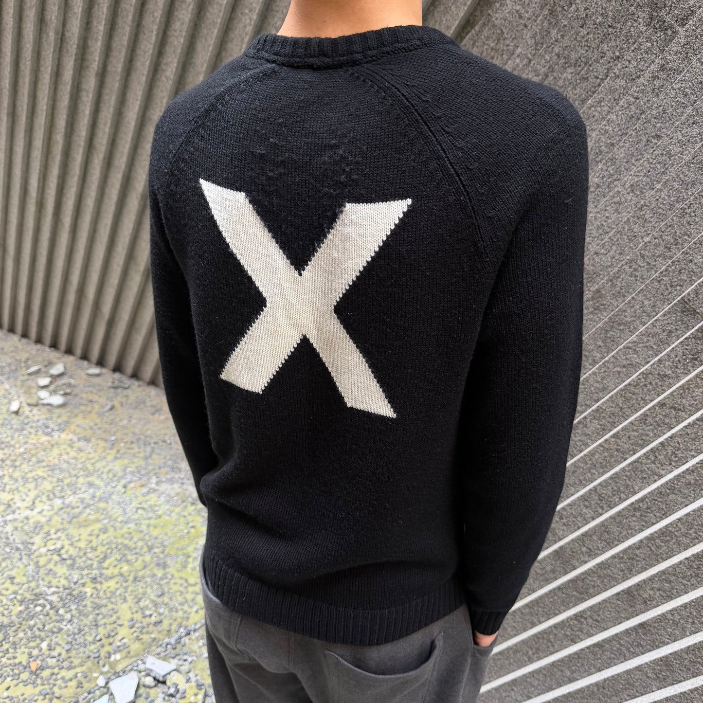 Armani Exchange Black Wool Logo Crewneck Sweater