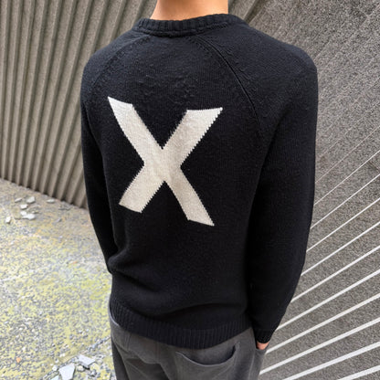 Armani Exchange Black Wool Logo Crewneck Sweater