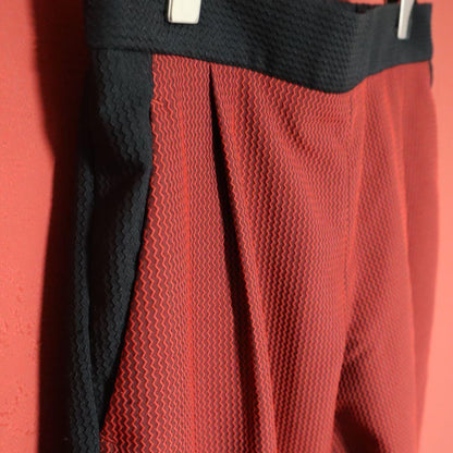 Issey Miyake Red Black 3D Zig Zag Tuck Pants