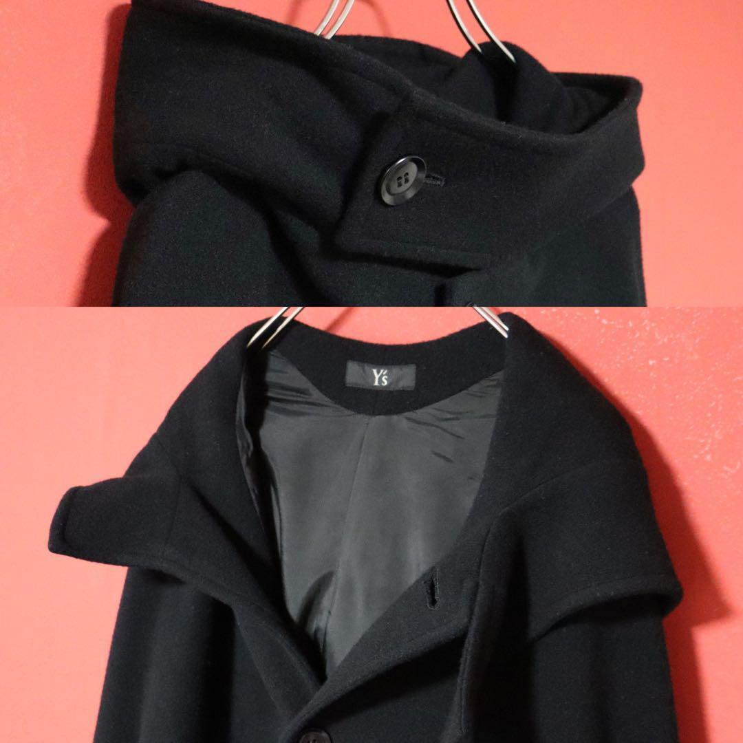 Yohji Yamamoto 23AW Black Oversized Wool Hooded Coat Size 1