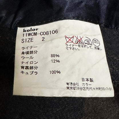 kolor Dark Gray Bal Collar Coat Checkered Liner