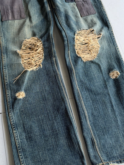 number (n)ine Destroyed Patchwork Straight Denim Size 0