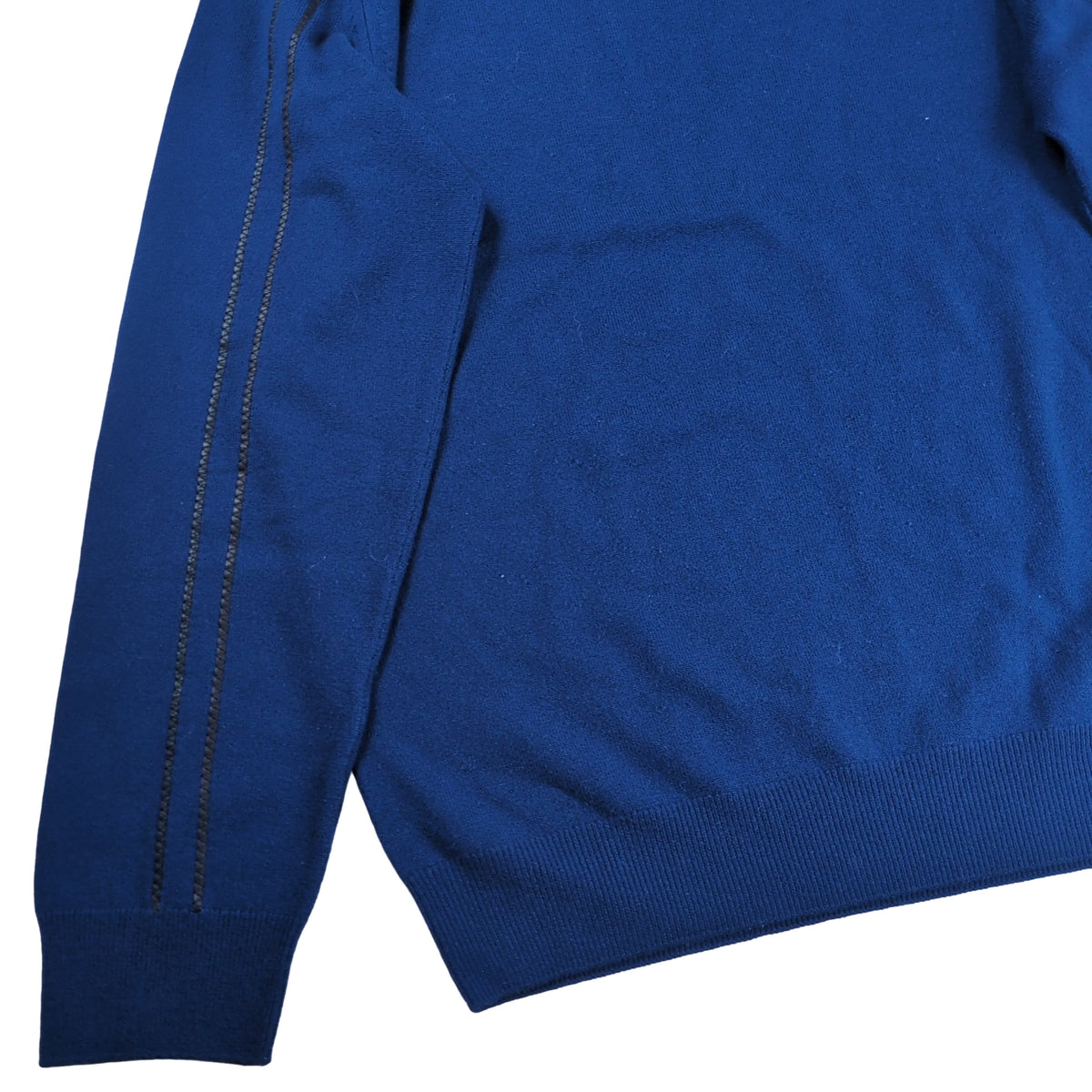 HERMES Leather Piping Crew Neck Sweater Blue Size XXL