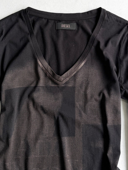 DIESEL Graphic V-Neck Long Sleeve Cotton