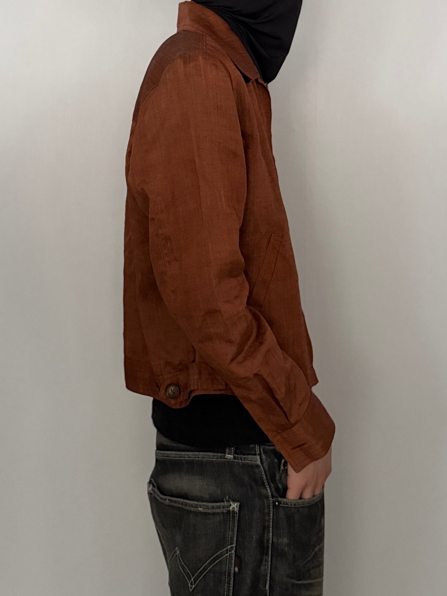 DKNY Brown Linen Jacket Size S