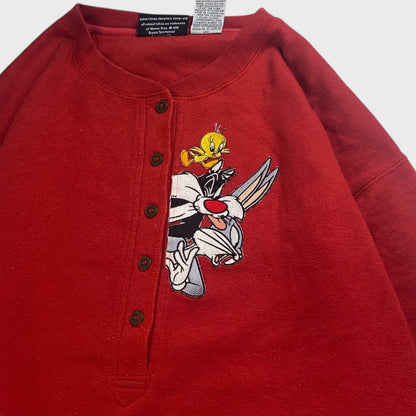 LOONEY TUNES 90s Sweatshirt Red Size L