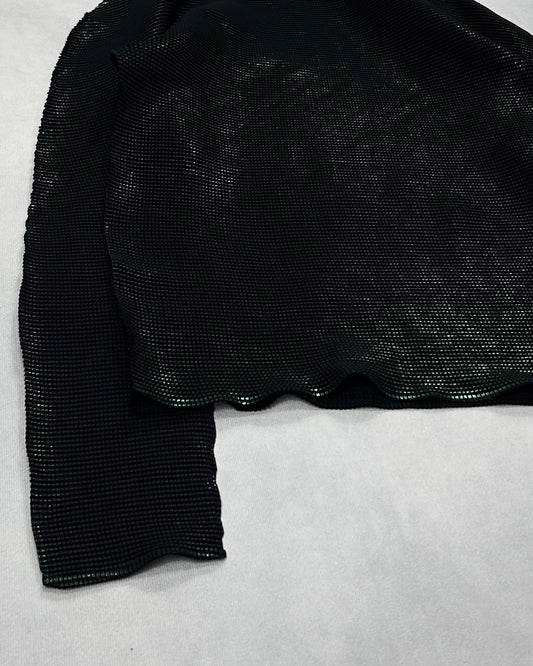Iridescent Waffle Mock Neck Long Sleeve Tee Size XS