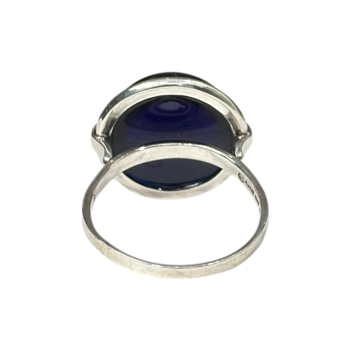 BOTTEGA VENETA Silver Blue Stone Cabochon Ring Size JP 27