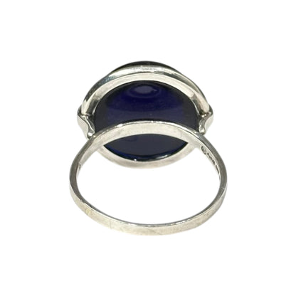 BOTTEGA VENETA Silver Blue Stone Cabochon Ring Size JP 27